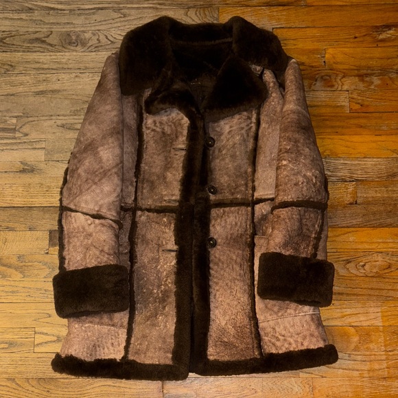 Jackets & Blazers - 1970s Vintage Women's Brown Shearling Coat
